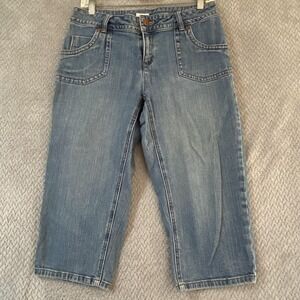 Liz & Co Capri Jeans Womens 6 Petite Blue Med Wash Mid Rise Stretch Denim Crop